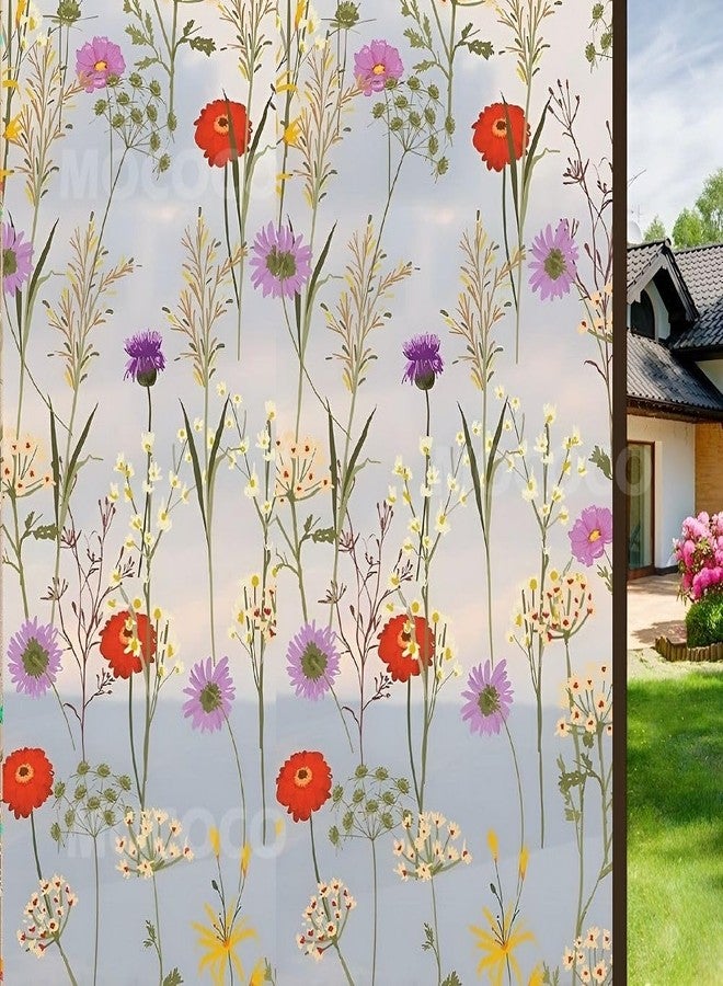 MOCOCO ملصق زجاجي ملون فاخر من الفينيل من MOCOCO (12 × 25 بوصة) - فيلم زخرفي ذاتي اللصق، ورق جدران معتم لتغطية الزجاج والنوافذ والأبواب والمكاتب والمنازل. | مقاوم للأشعة فوق البنفسجية. تصميم زهري - Image 1